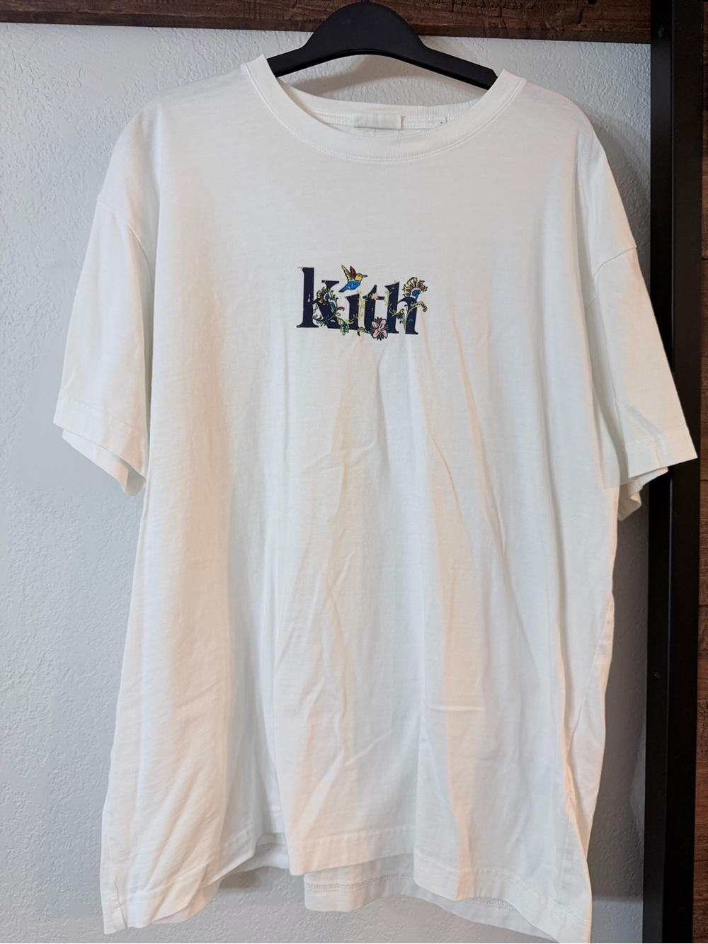 Kith White Tee with Embroidered Floral Logo